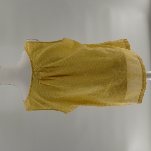 Eddie Bauer top blouse large  yellow gold white zig zag print sleeveless Bauer - Picture 4 of 7